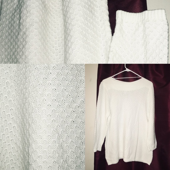 Croft & Barrow Waffle Knit Classic White Sweater - Picture 3 of 9